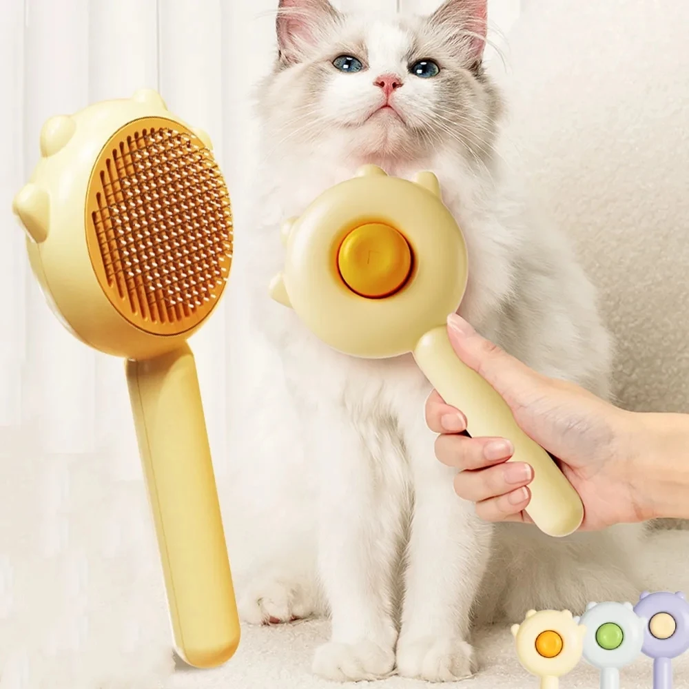 Cepillo para quitar el pelo de mascotas, cepillo rebanador para gatos, peine de aseo, autolimpiante, masaje para perros, aguja de partículas, suministros de aseo para perros y gatos