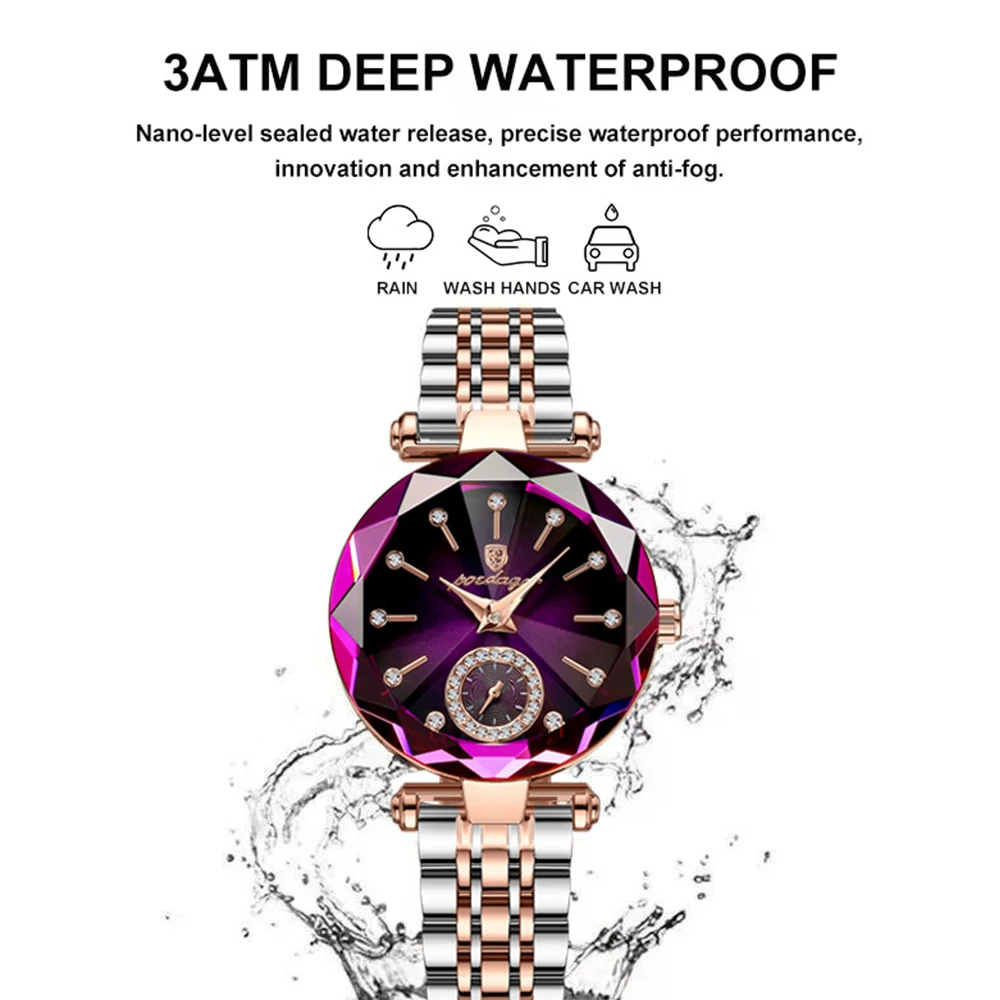 POEDAGAR, reloj de pulsera elegante de lujo para mujer, relojes de cuarzo de acero inoxidable resistentes al agua para mujer, vestido informal sencillo, reloj para mujer