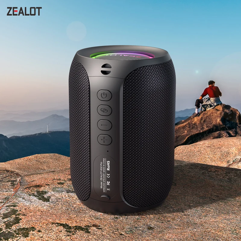 ZEALOT-S32PRO 15W Altavoz portátil Bluetooth 5,2 al aire libre impermeable inalámbrico TWS Mini columna caja altavoz al aire libre tarjeta TF