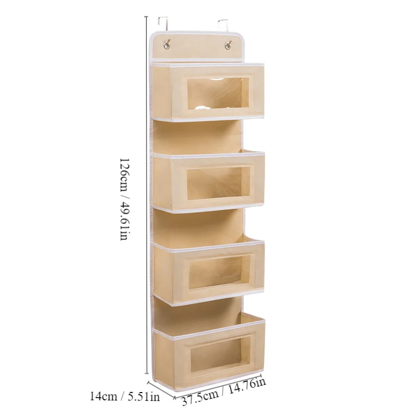 Bolsa de almacenamiento de cuatro capas, organizador de tela colgante para puerta, artículos diversos, ropa interior y calcetines, 1 unidad