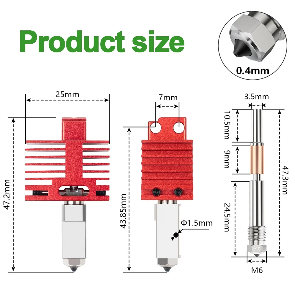 Nuevo Hotend Mejorado para Bambu Lab P1P X1C P1S X1 X1E TZ4.0, Cabezal de Impresión Hot End Mejorado, Piezas de Impresión 3D para Impresora 3D Bambulab