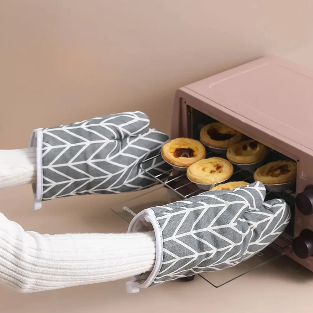 Guantes para horno, manoplas para horno, guantes para horno microondas, guantes de lino resistentes a altas temperaturas, herramientas de cocina para hornear
