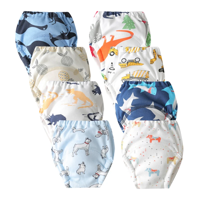 Paquete de 8/4 Pantalones de Entrenamiento para Ir al Baño Lavables y Reutilizables para Bebés, Pañales de Tela Reutilizables, Ropa Interior para Cambio de Pañales