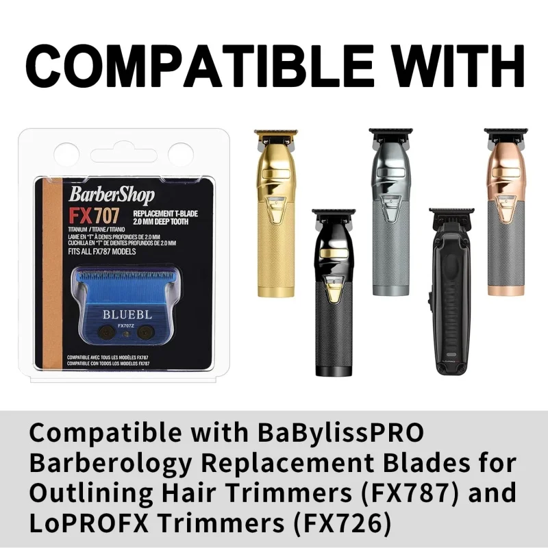 2 paquetes de cuchillas de repuesto DLC coloridas FX707Z compatibles con la cuchilla de recortadora BaByliss Barberology FX787 y FX726, DLC 2.0