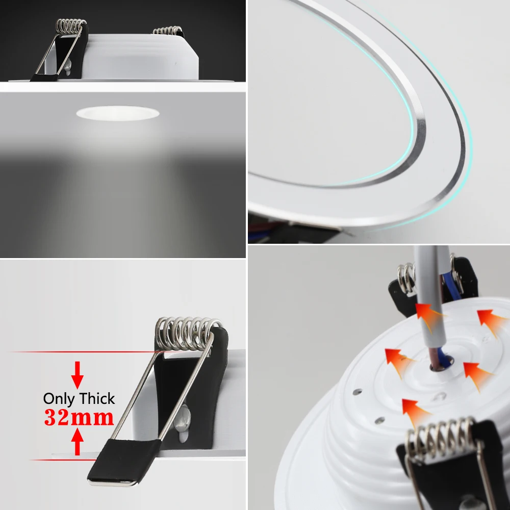 10 Uds focos LED Downlight de techo AC 220V 18W 15W 12W 9W 7W lámpara redonda empotrable Spot LED Dowm luz iluminación interior oculta