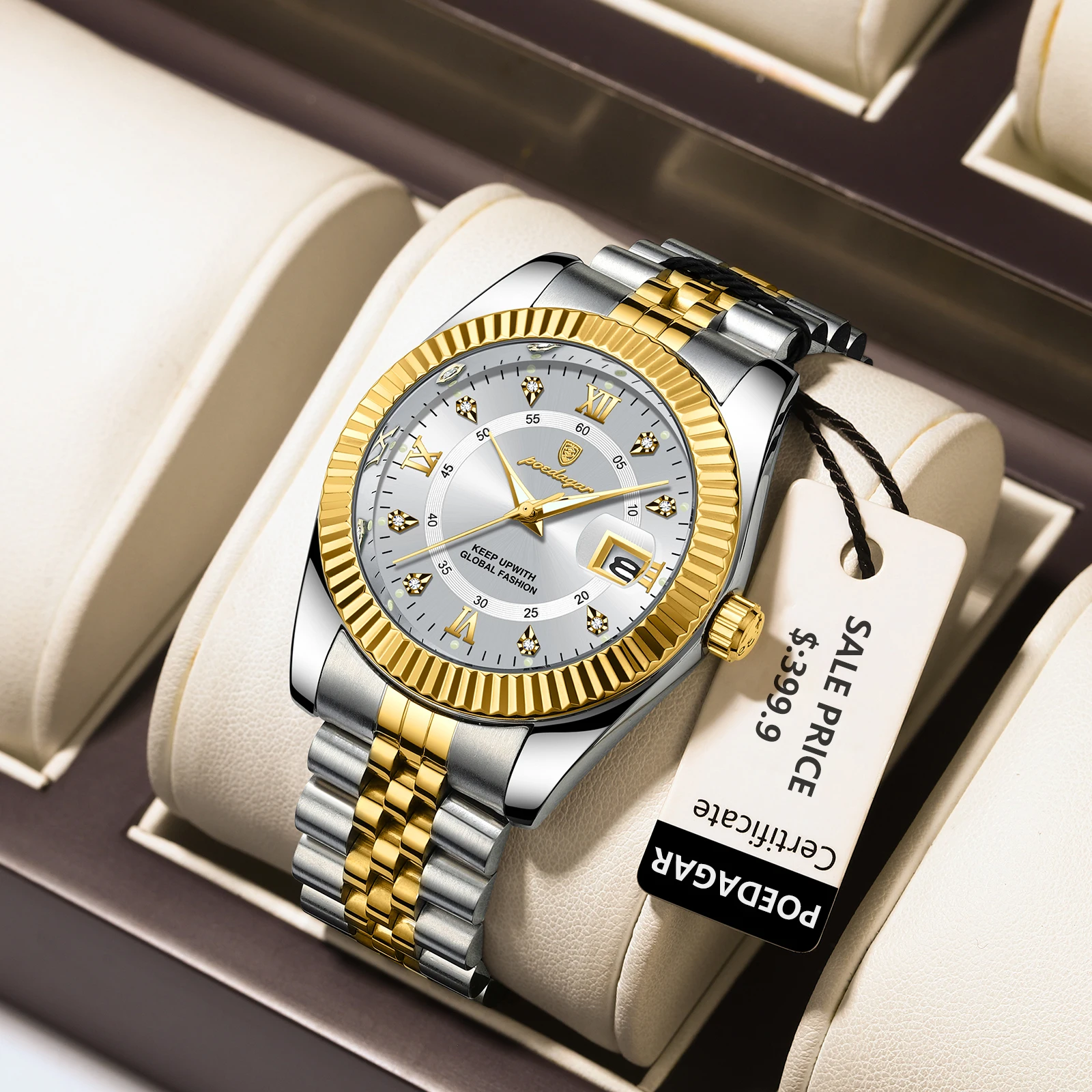POEDAGAR, reloj de pulsera de lujo para hombres de negocios, resistente al agua, fecha luminosa, reloj militar para hombre, relojes de cuarzo de moda de acero inoxidable para hombres