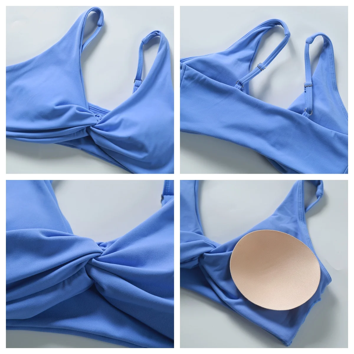 Hearuisavy Sujetador Deportivo de Verano Antichoque con Push-Up para Gimnasio, Top de Yoga de Secado Rápido para Mujer, Ropa de Yoga con Diseño Plisado, Sujetador Deportivo, Top Corto para Entrenamiento