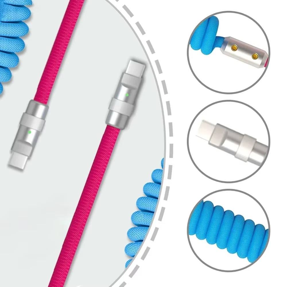 1,8 M PD 60W resorte de carga rápida USB C a Cable tipo C para 15 Pro Max Samsung Xiaomi Huawei cargador de teléfono Cables tipo C