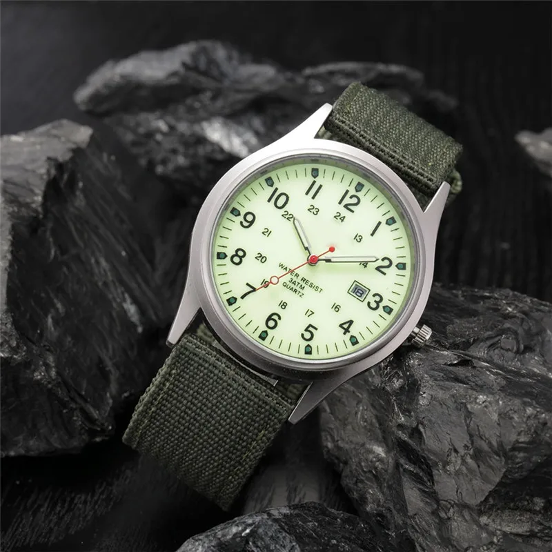 Relojes de marca para estudiantes, moda informal para hombres, banda de nailon, reloj deportivo de cuarzo con fecha Simple, reloj negro Erkek Barato Saat Relogio Masculino