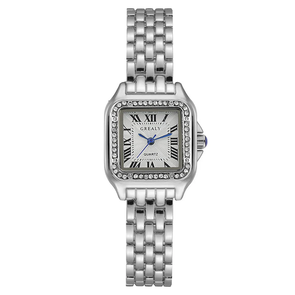 Relojes de lujo con diamantes de imitación para Mujer, Reloj de pulsera cuadrado de cuarzo a la moda, Reloj sencillo para Mujer