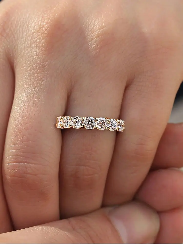 Anillos preciosos brillantes de circonita redonda de Plata de Ley 925 para mujer, joyería fina de compromiso y boda de alta calidad