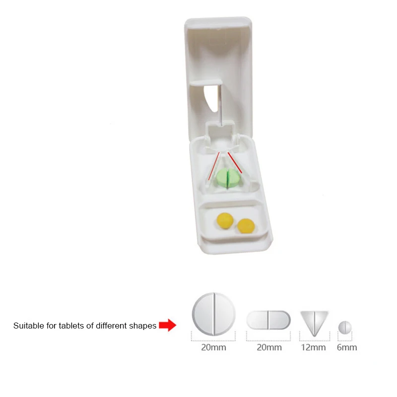 Cortador de Pastillas y Divisor de Medicamentos, Caja de Almacenamiento de Medicamentos, Práctico para Alimentar Mascotas, Mini Portátil, Ahorra Esfuerzo