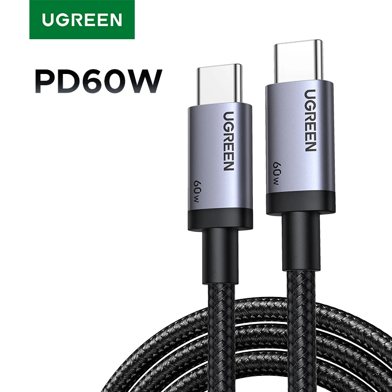[Paquete de 2] Cable UGREEN PD60W USB-C a USB-C, Cable de Sincronización de Datos y Carga de Alta Velocidad, Cable de Carga Rápida y Duradero para Dispositivos USB-C