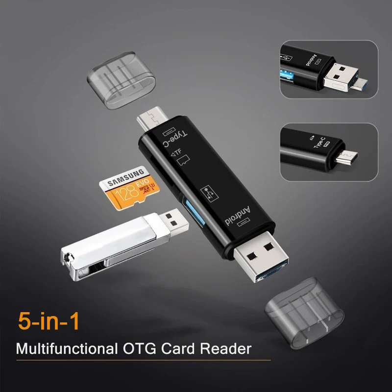 Adaptador 5 en 1 tipo C multifunción Usb Micro TF lector de tarjetas de memoria SD OTG para teléfono móvil ordenador Smartphone Dock adaptador OTG