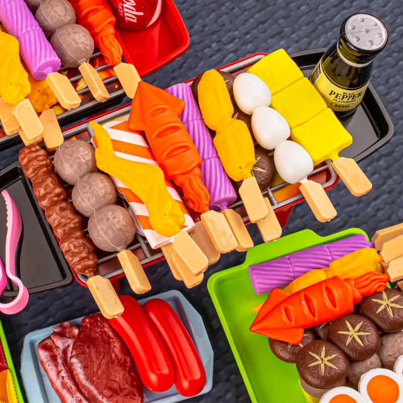 Juguetes de cocina para vestir para bebé, juego de barbacoa para niños, utensilios de cocina para barbacoa simulada, comida simulada, Cosplay, juguetes educativos de regalo