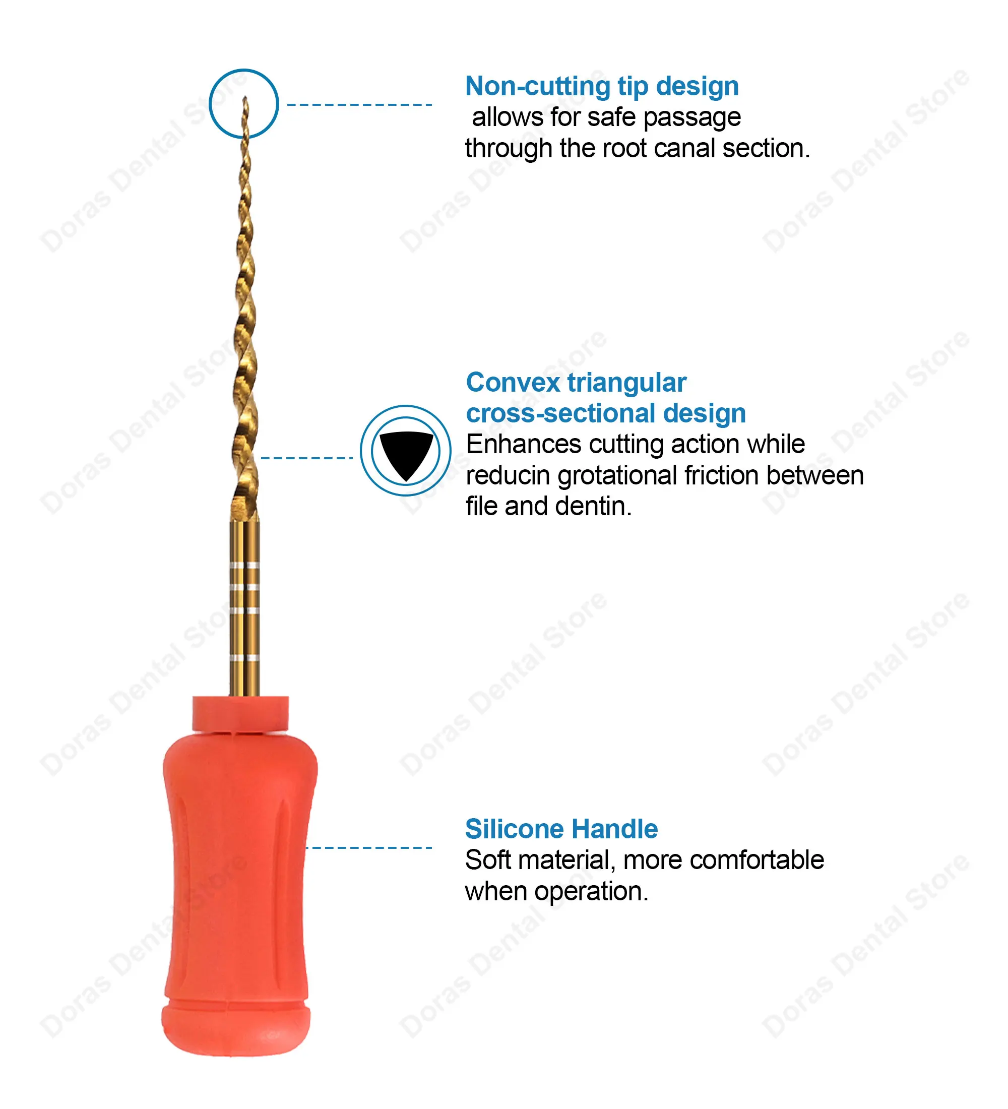 Instrumentos Dentales: Limas Flexibles Doradas para Endodoncia, Limas Rotatorias Endo Doradas, Limas Endodónticas de Titanio NITI de 21/25mm para Odontología