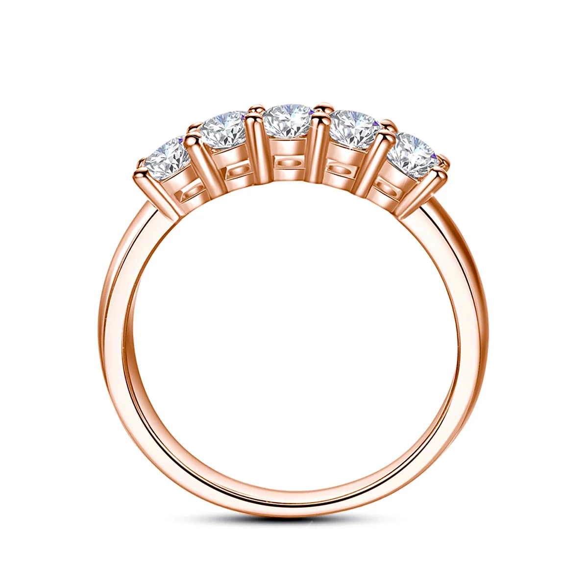 Anillo de diamante moissanita con piedras de 5 uds para mujer, plata 925 100% chapada en oro rosa, joyería fina con regalos de compromiso certificados