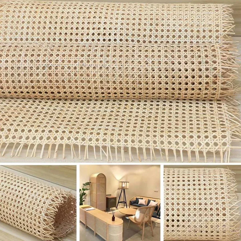 Bastón de rejilla abierta tejida con cinta tejida de ratán de 45x350cm de ancho para muebles, gabinetes, sillas y techo