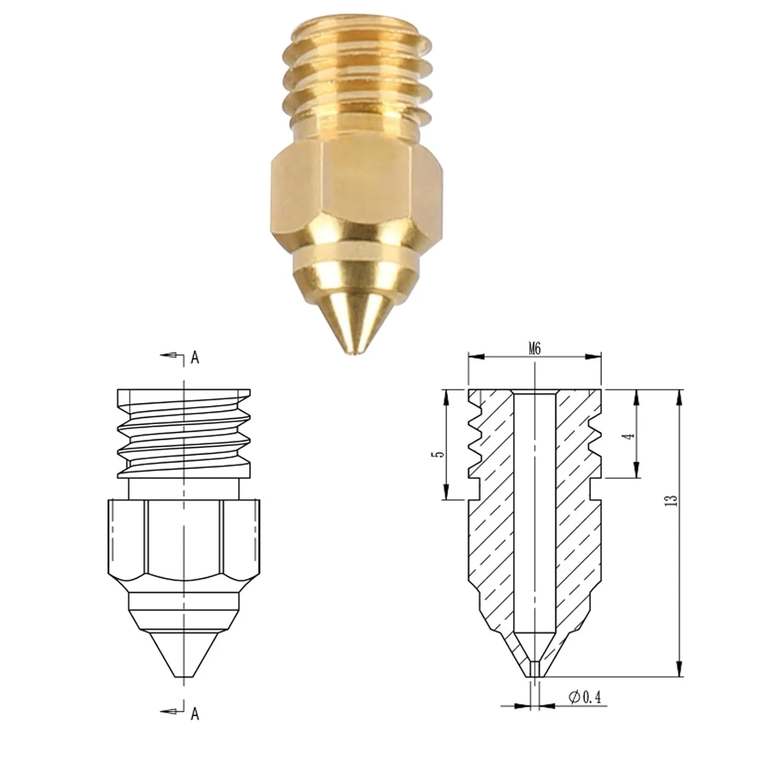 Boquillas Creality Originales 0.4/0.6mm (5 piezas) para Ender 3/Pro/V2/Max/Neo, Ender 5/Pro/Plus, Ender 6 Impresora 3D