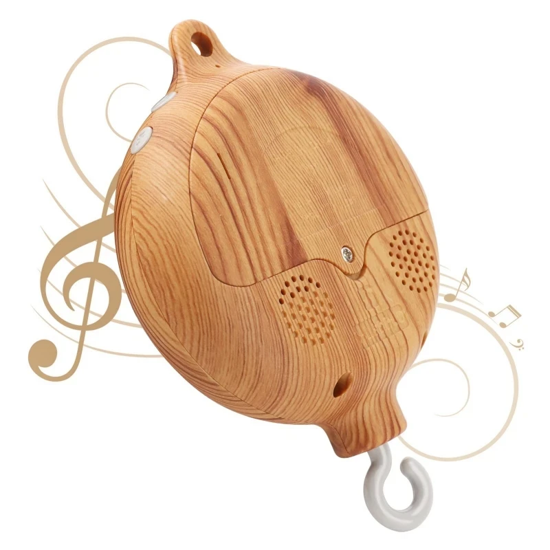 Campana de cuna giratoria con canciones, campana colgante para cama de bebé de 0 a 12 meses, juguete con Motor, accesorio colgante, juguete para guardería, grano de madera