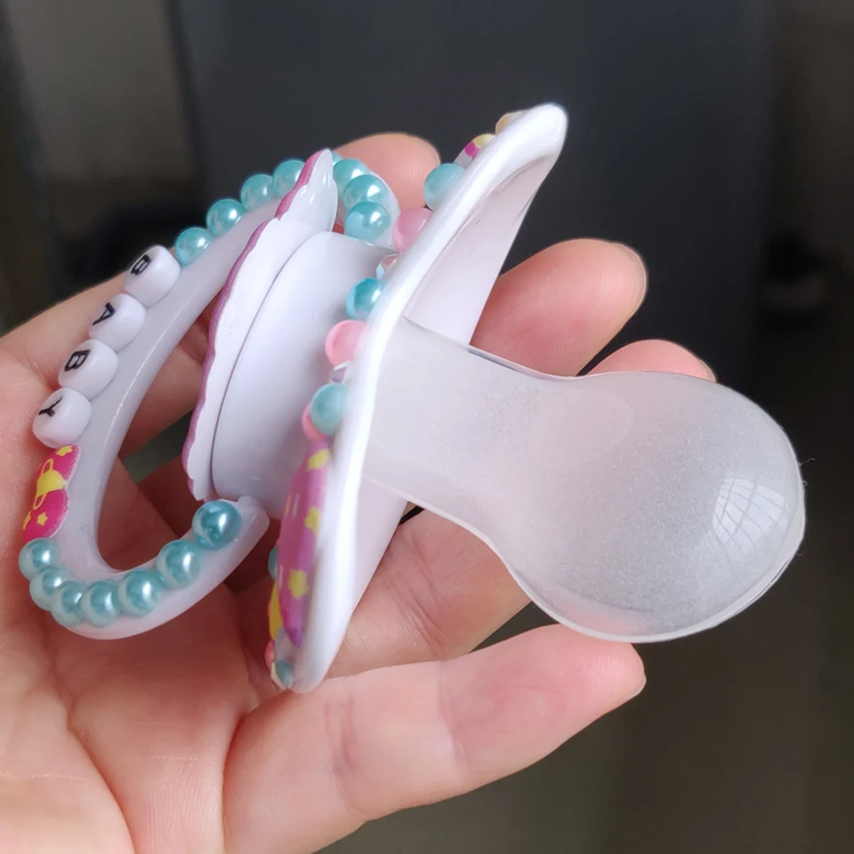 Chupete de silicona hecho a mano para adultos, chupete de oso de estrella blanca, Gema bonita, único