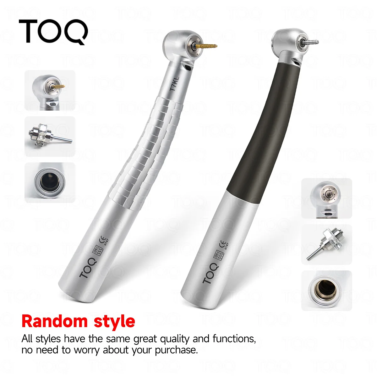 Turbina dental de fibra óptica de alta velocidad con rodamientos cerámicos, cabezal de torsión con botón pulsador y fibra óptica, herramientas dentales