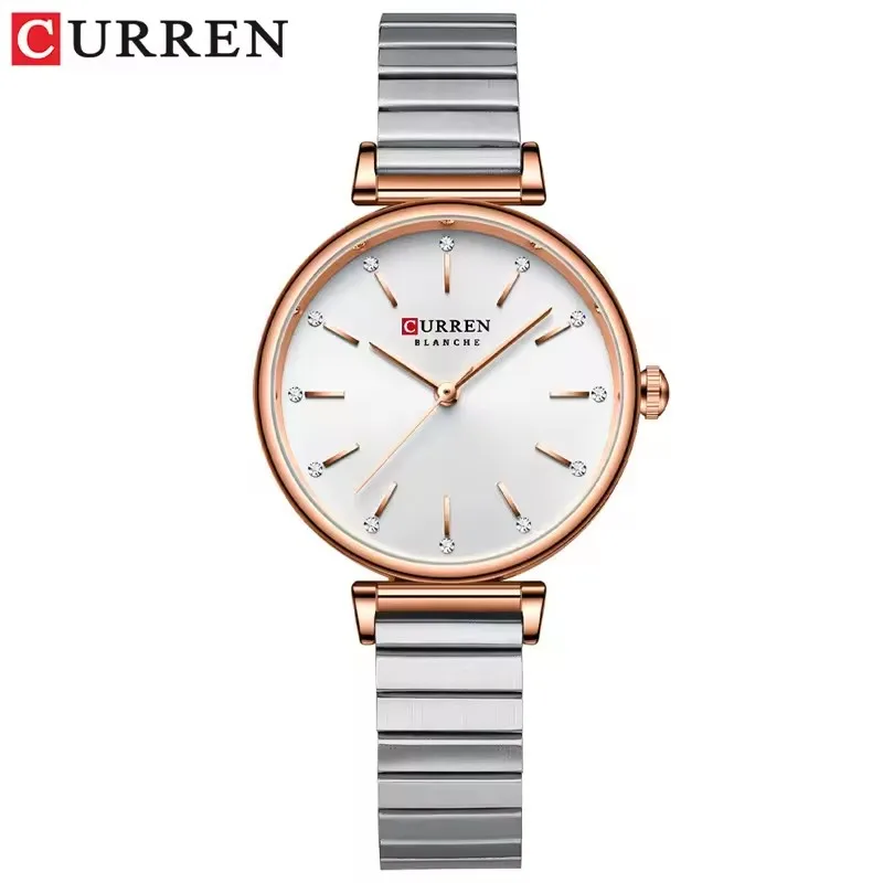 CURREN 9081 Reloj de Cuarzo Elegante y Sofisticado para Mujer, Resistente al Agua, Correa de Acero Inoxidable, Reloj de Negocios para Mujer, Relojes de Mujer