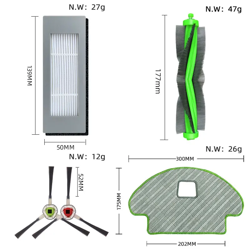 Compatible con iRobot Roomba Combo R113840 R1138 Aspiradora Repuestos Cepillo Principal Lateral Filtro HEPA Paño de Mopa Trapo de Limpieza Accesorios Pieza