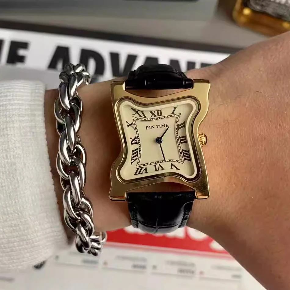 Reloj de Pulsera de Cuarzo con Diseño Surrealista de Reloj Fundido, Correa de Cuero, Creativo y Moderno para Hombre y Mujer