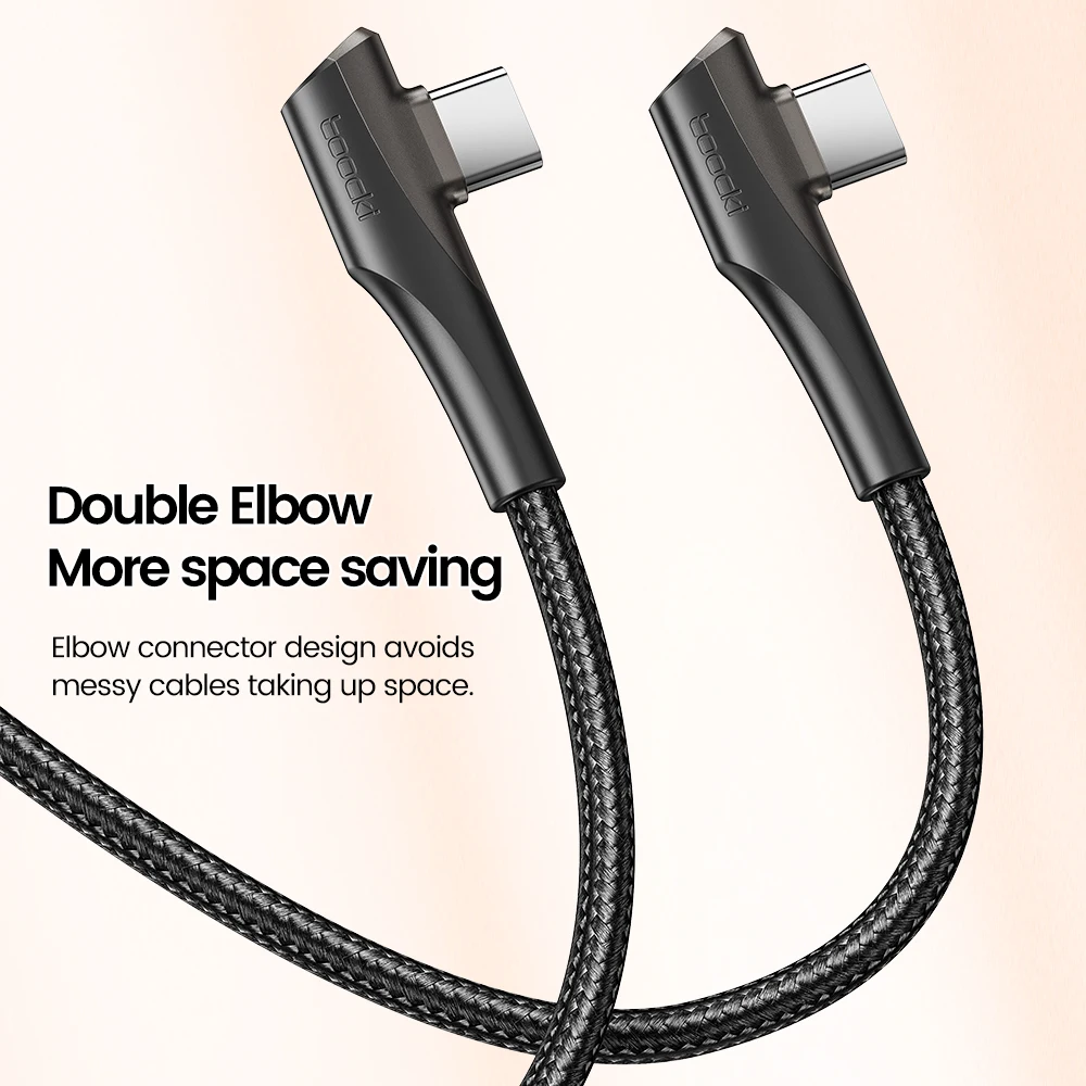 Toocki PD 60W 100W USB tipo C Calbe cable de datos de doble codo de 90 grados para Huawei Xiaomi 13 Samsung S23 Realme 5A cable de carga rápida