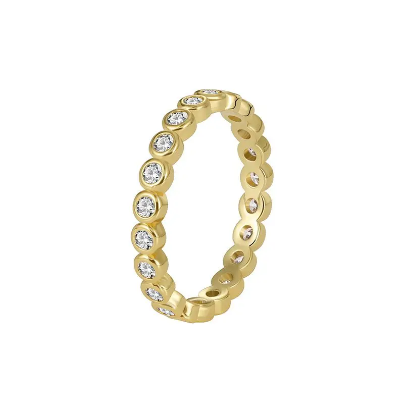 Anillo Redondo de Plata de Ley 925 con Circonita Blanca Exquisita, Joyería de Compromiso para Mujer, Accesorios de Moda para el Dedo, para Fiestas