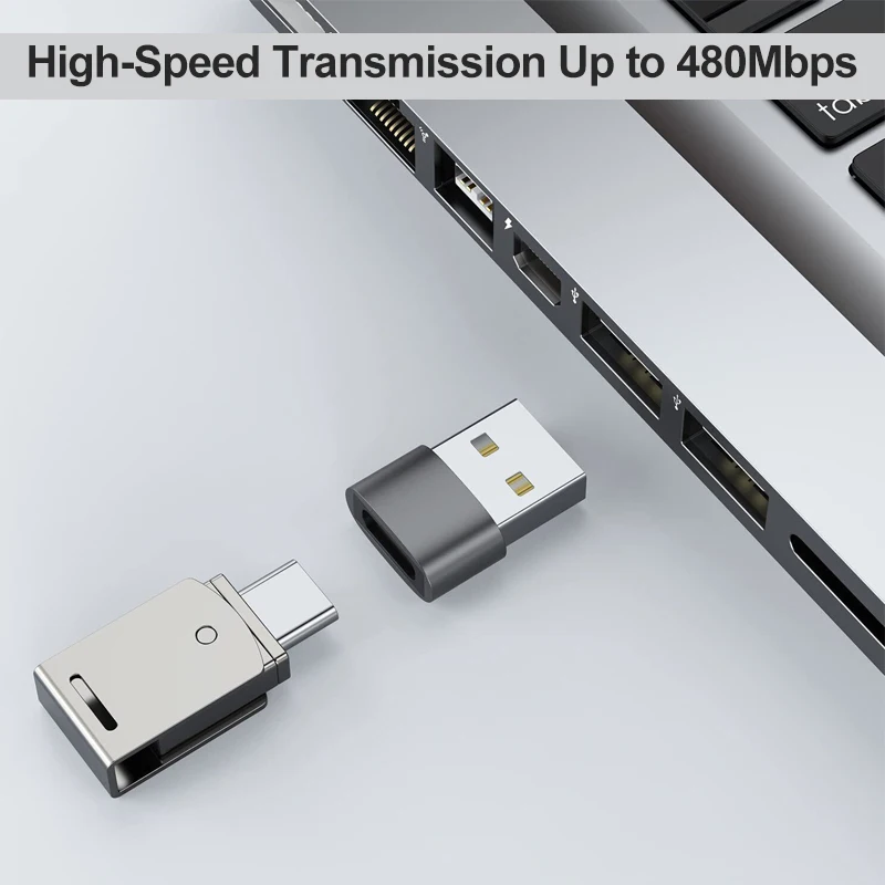 Adaptador USB C carcasa de aleación de aluminio USB 2,0 macho a USB 3,1 tipo C hembra adaptador tipo C para ordenador portátil Samsung Xiaomi 10 auriculares