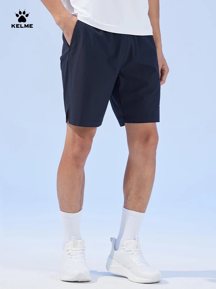 KELME Pantalones cortos deportivos tejidos de verano para hombre, entrenamiento de secado rápido, correr, Fitness, cinco pantalones divididos