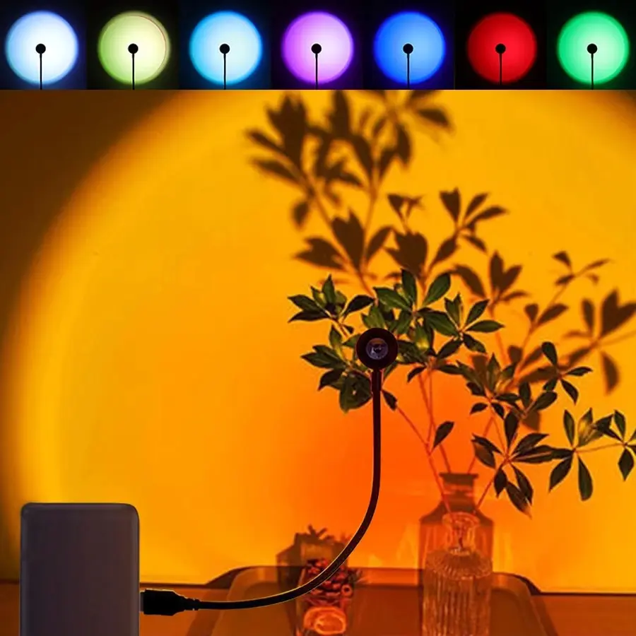 MeeToo-Lámpara de ambiente de puesta de sol USB, proyector Led, luz nocturna de neón para decoración para sala de estar, dormitorio, fondo, fotografía, ambiente de pared