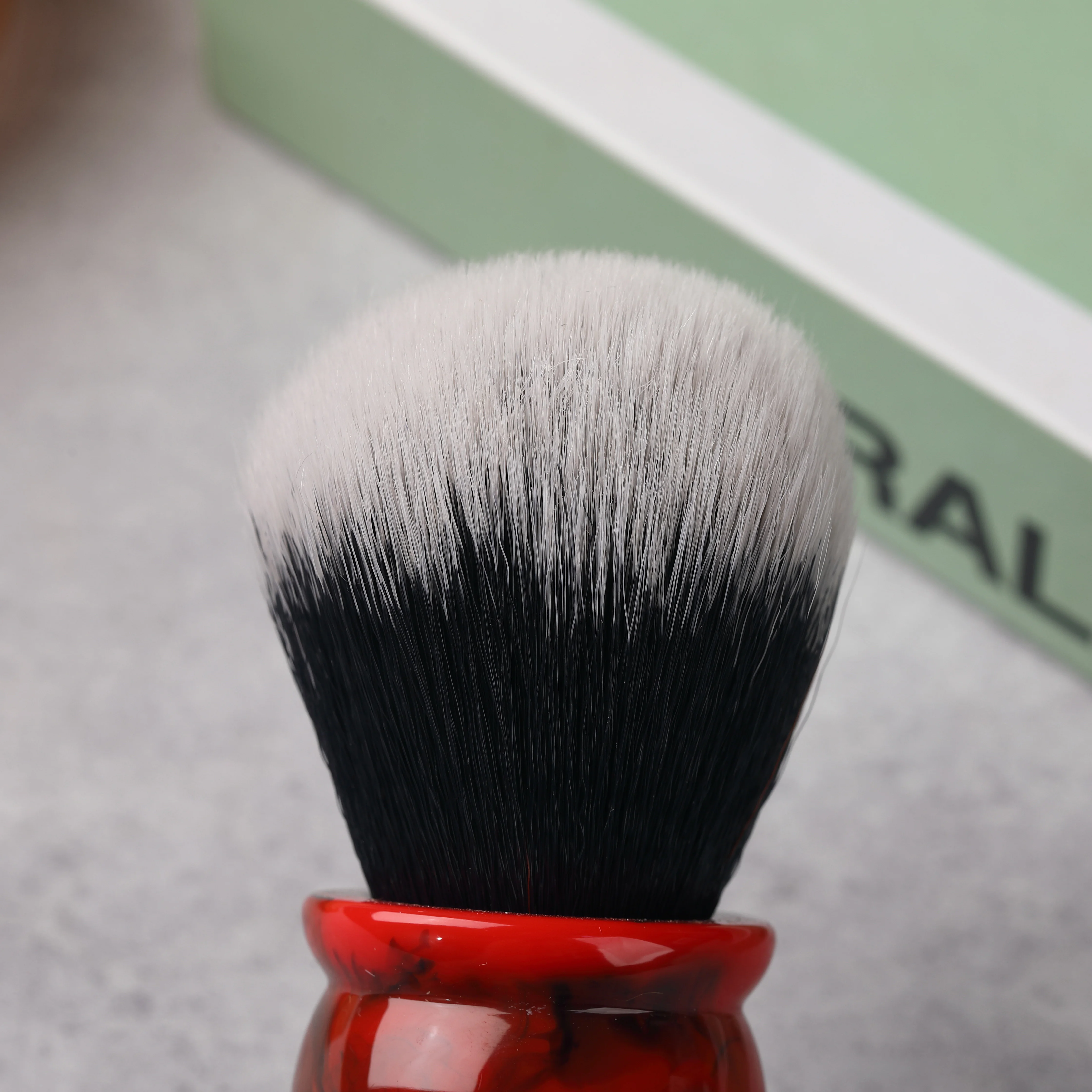 Yaqi brocha de afeitar de pelo sintético para hombre, cepillo de barba, mármol rojo, 24MM