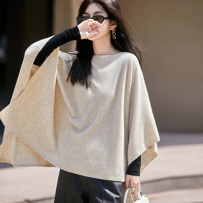 Nuevo suéter chal de lana merino 100% para mujer, suave, de color liso, de cachemira, bufanda, chal, suéter popular para mujer, tops elegantes.