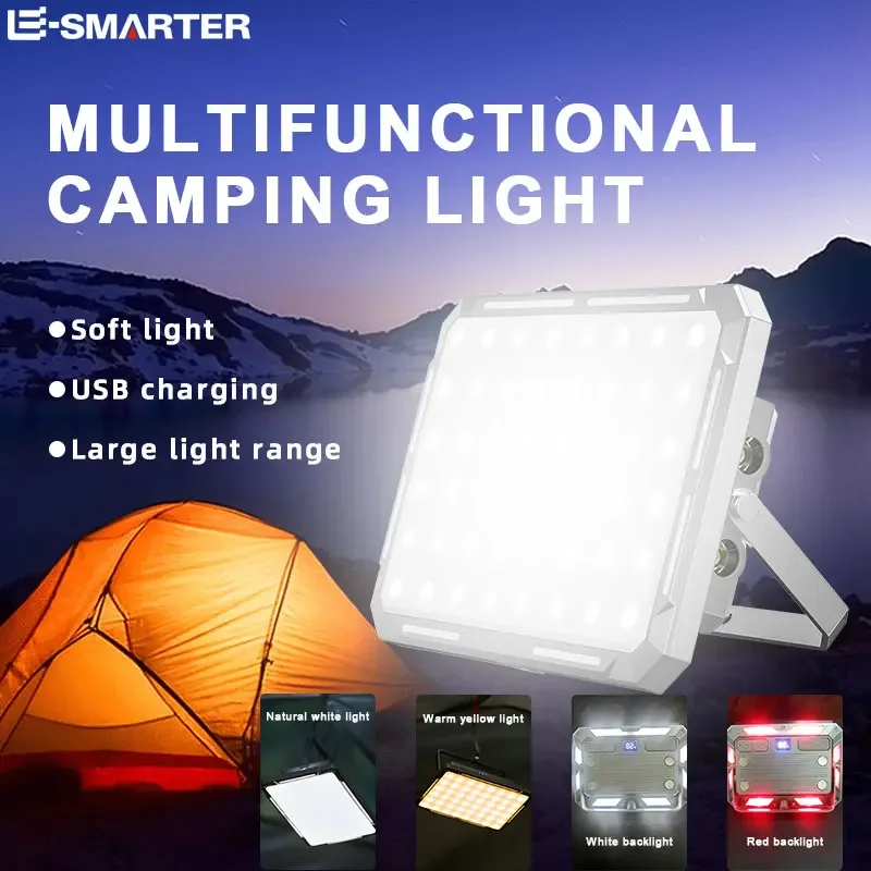 Luz LED para tienda de campaña, reflector recargable, iluminación de emergencia para exteriores de alta potencia, lámparas de noche colgantes portátiles impermeables