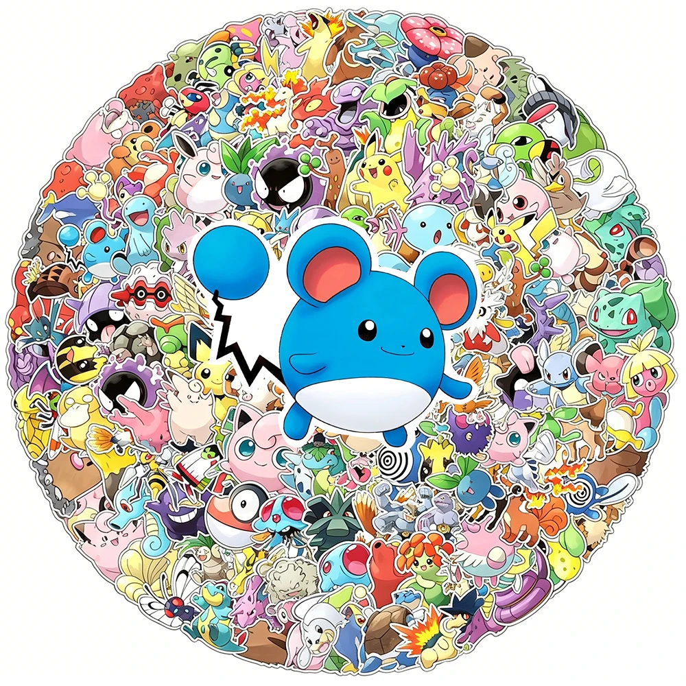 10/50/100/200/300 Uds. Pegatinas bonitas de Pokemon, calcomanías Kawaii de Anime Pikachu, pegatinas de dibujos animados impermeables para ordenador portátil y coche, juguetes, regalos