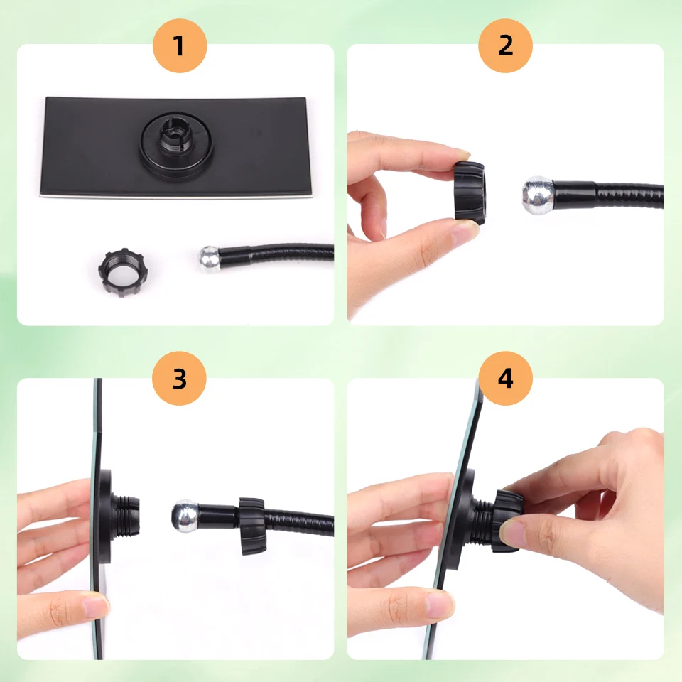 Flexible 360 °   Espejo Ajustable con Clip |   Espejo acrílico HD con brazo flexible para salón de pestañas, oficina y escritorio