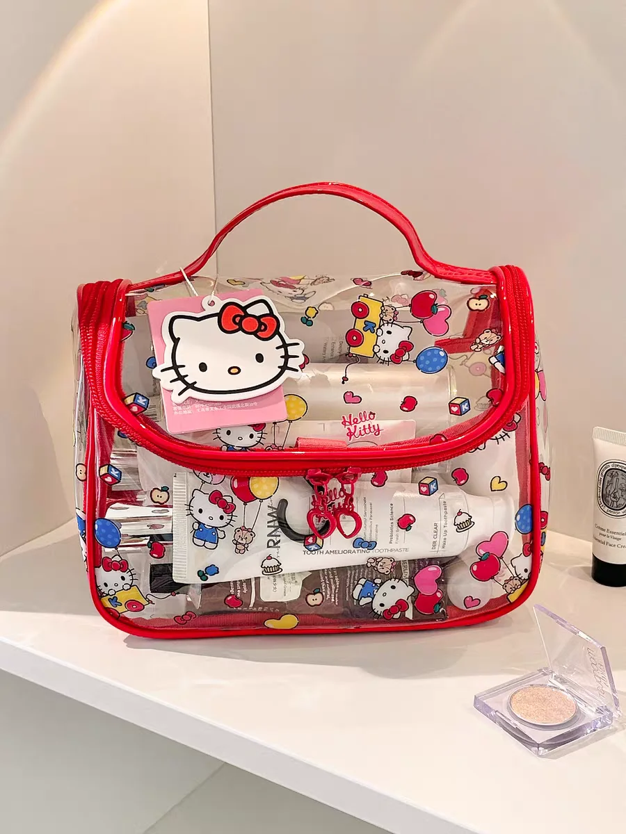 Bolsa de Maquillaje Visual de la Marca Sanrio, Diseño Kawaii, Bolsa de Almacenamiento para Artículos de Belleza