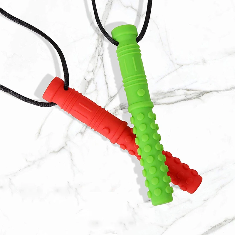 Collar para masticar con textura de silicona, mordedor para bebé, colgante para masticar sensorial para autismo, herramientas de Motor Oral para necesidades especiales, TDAH, 6 uds.