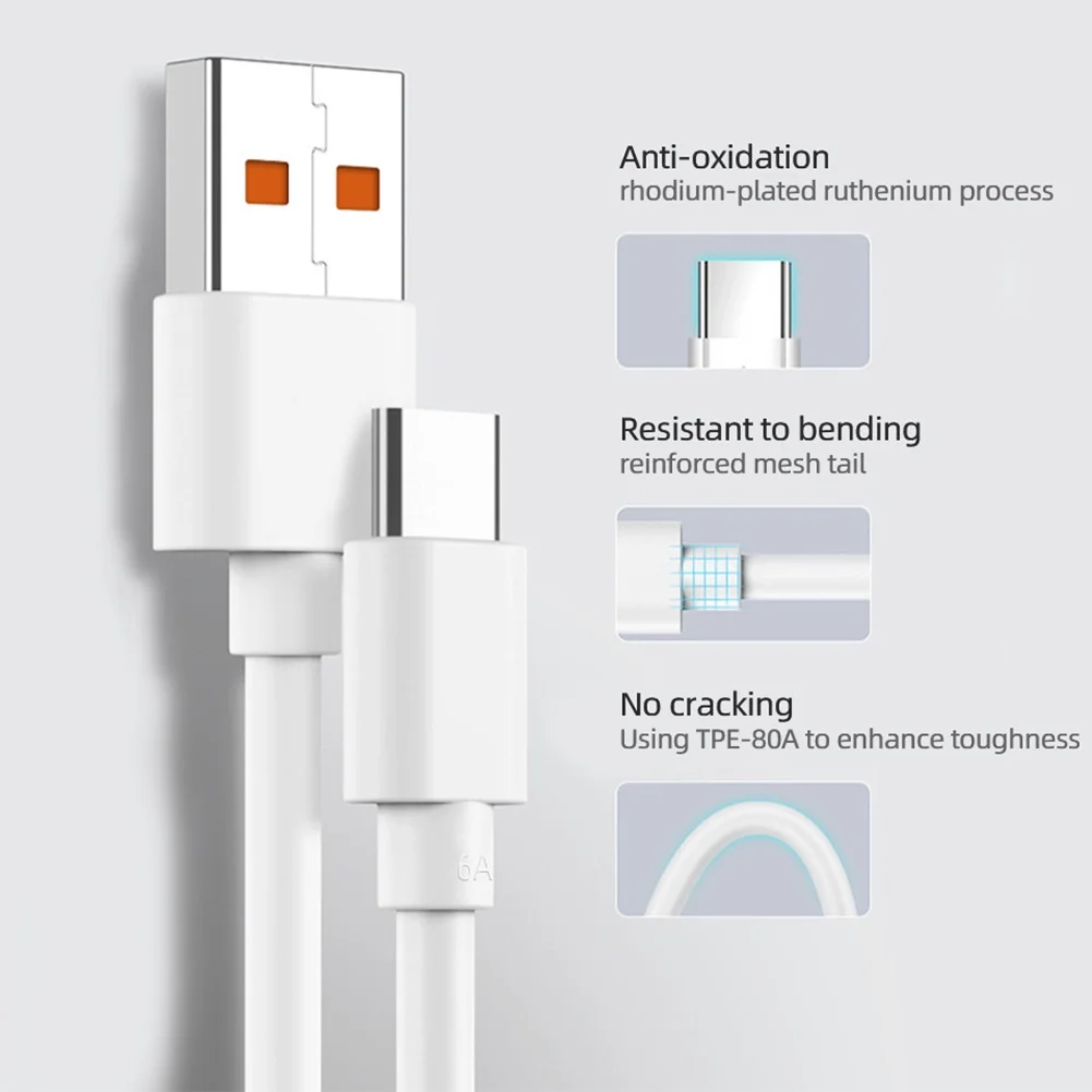Cable Cargador USB Tipo C Xiaomi 6A 120W Turbo de Carga Rápida para Redmi 13 12 11 10 Pro Ultra Poco X3 Redmi Note K70 6050 40
