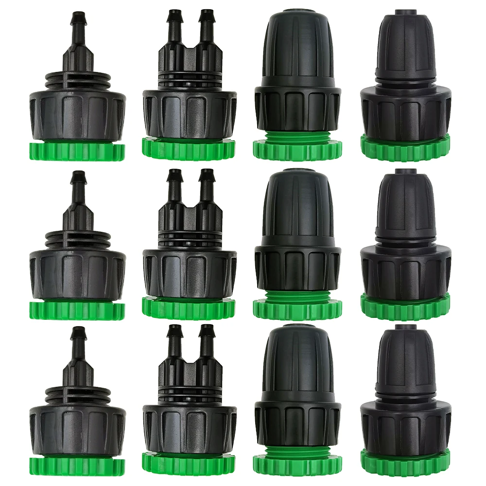 WUJIE 3X adaptador de grifo de jardín conectores de manguera divisores hembra 1/2 "3/4" a 4/7mm 8/11mm 16mm accesorio de tubería de riego por goteo