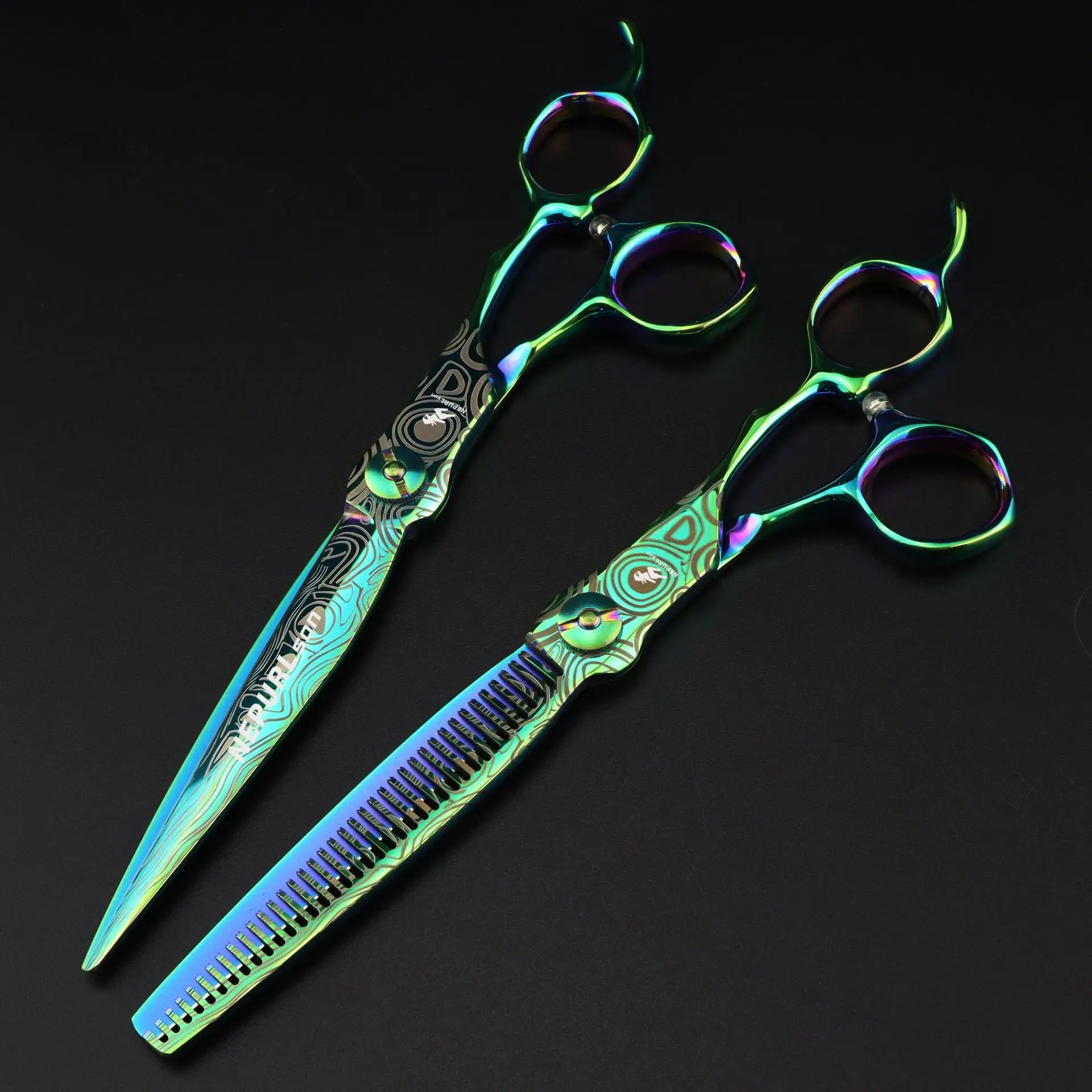 Profesional verde JP440c acero 7 ''patrón Damasco tijeras de pelo corte de pelo adelgazamiento tijeras de corte de peluquero tijeras de peluquería
