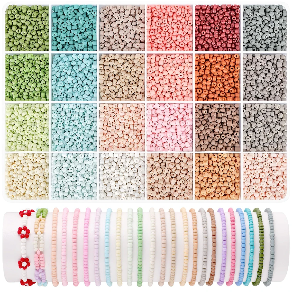 Kit de cuentas DIY de semillas de 24 colores y 3mm, kit para hacer pulseras de la amistad, kit de enhebrado para niñas, ideas de regalos para fiestas de cumpleaños navideñas