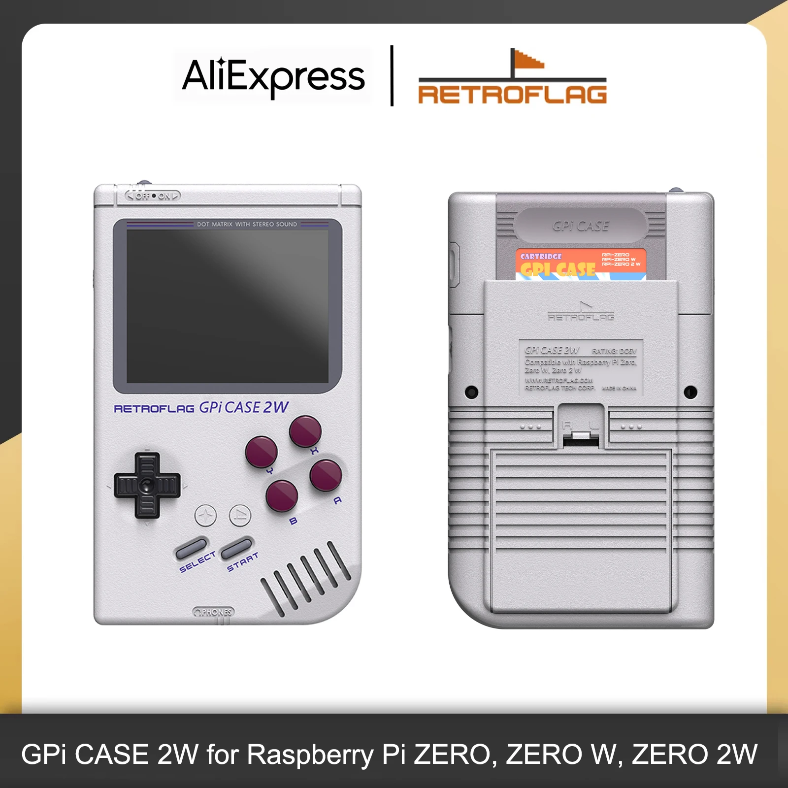 Retroflag GPi CASE 2W Compatible con Raspberry Pi ZERO, ZERO W, ZERO 2W con Pantalla LCD de 3 Pulgadas, Batería Recargable