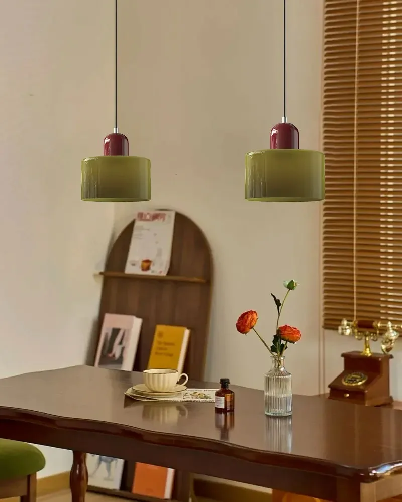 Lámpara de Techo Vintage de Vidrio Tintado, Pequeña, para Mesita de Noche o Comedor, E27, Rosa, Naranja, Verde, Blanca, Decorativa para el Hogar