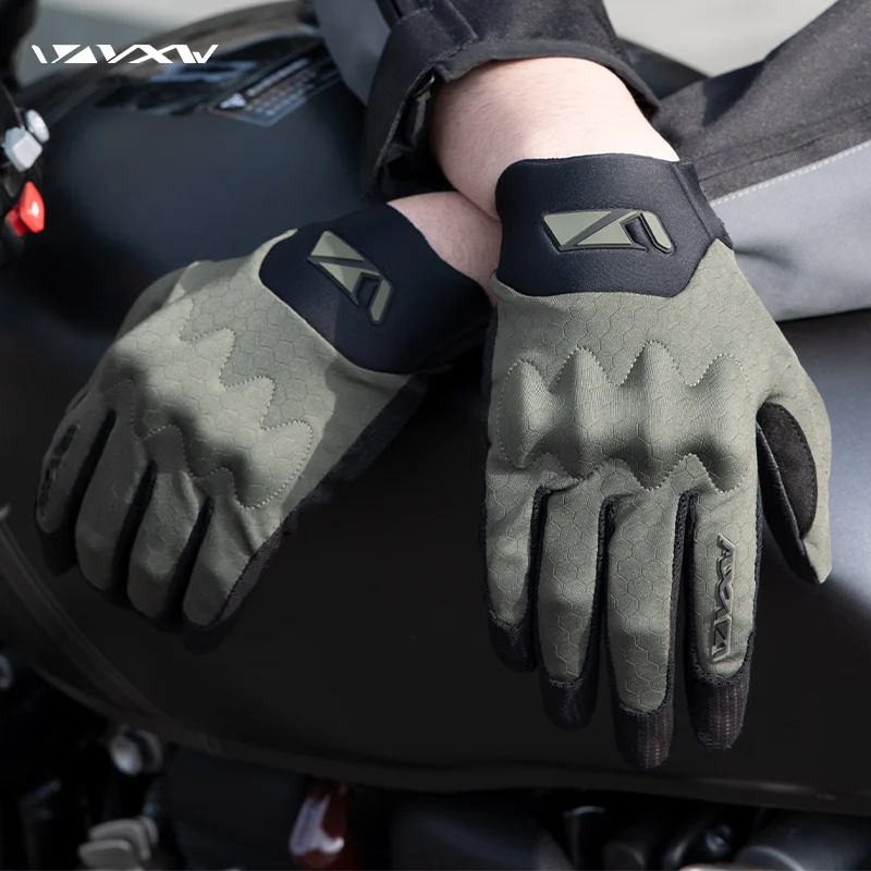 VXW Guantes de Moto de malla fina para hombre y mujer, protectores de nudillos acolchados para pantalla táctil, transpirables, agujeros de ventilación, carreras, Verano