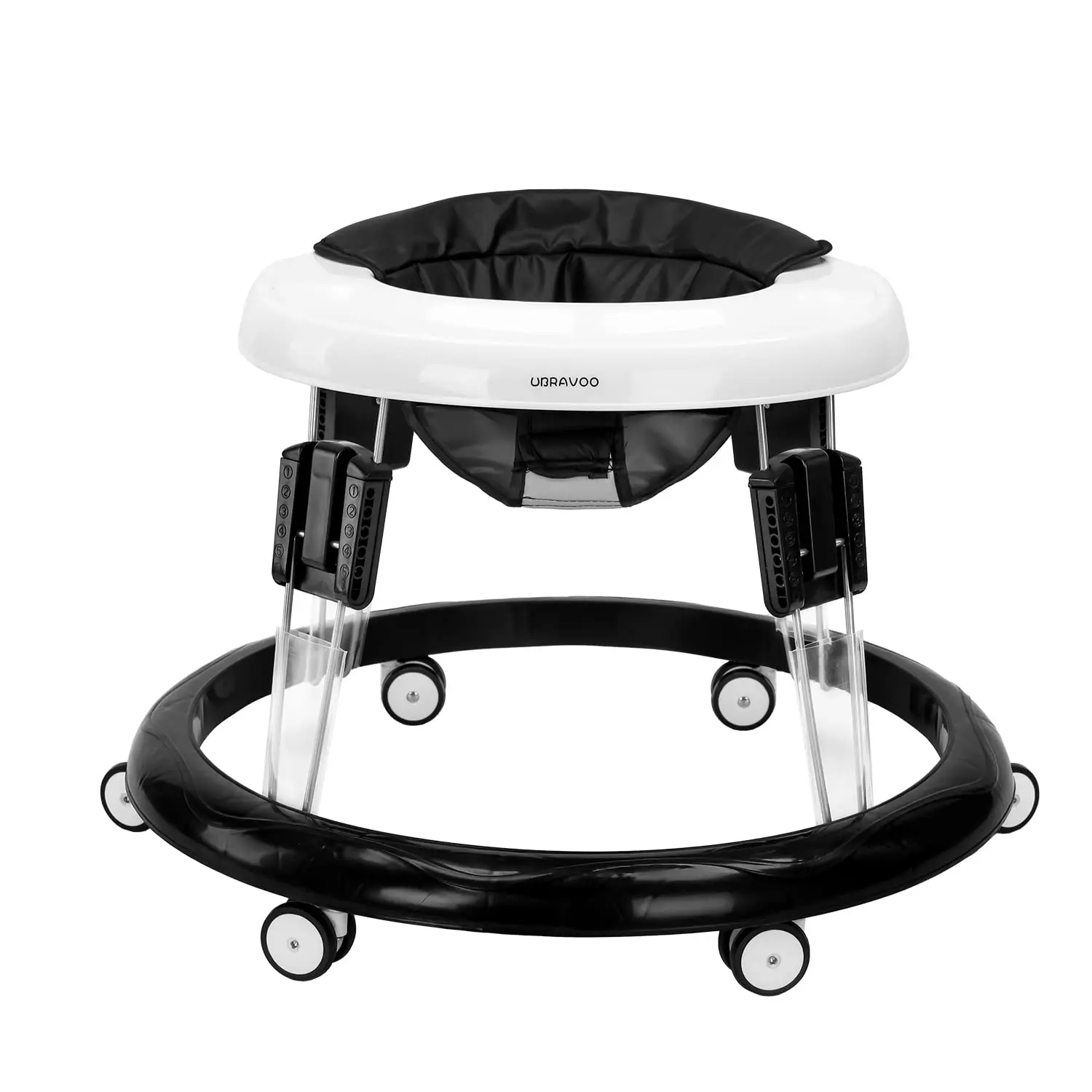 Andador ajustable para bebés, bandeja fácil de limpiar, rollador universal, andador plegable antivuelco para niñas y niños de 6 a 18 meses