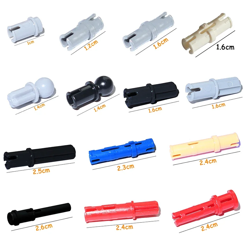 Perno de perno con clavija de fricción, eje transversal, bloque de construcción, conector de ladrillos, accesorios técnicos, piezas MOC, juguete de partículas para montar